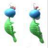 Dinosaur chunky figure neon armadillo pet earrings birthday party blue bead dangling view 2
