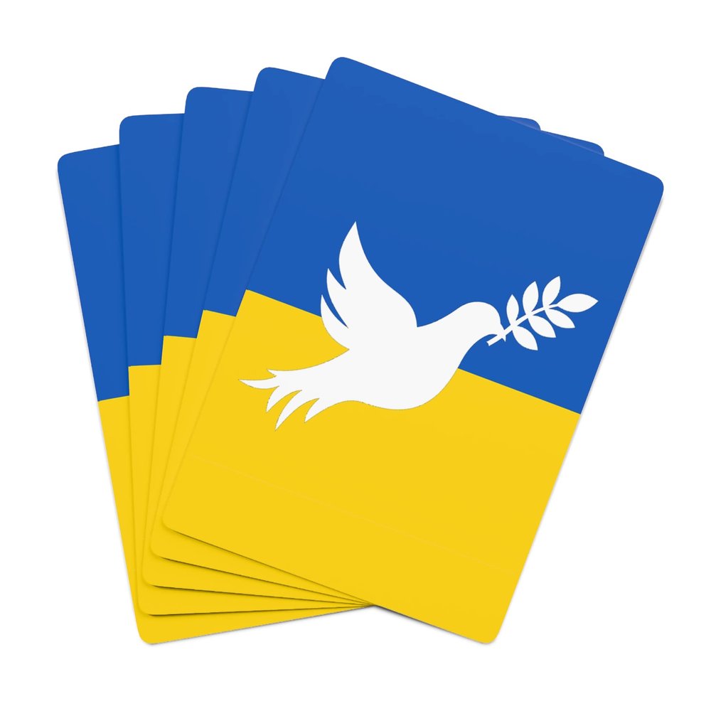 Brian Bula Ukraine Playing Cards Unique Poker Cards with White Peace Dove on Blue and Gold Ukraine Flag