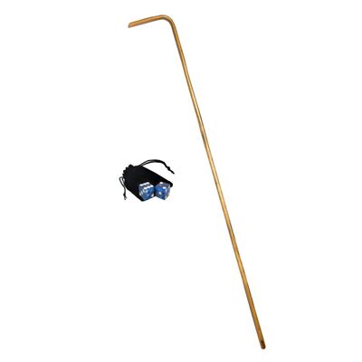 Genuine Cal Neva Reno Casino Dice Blue Polished w/Pouch + Craps Dealer 36" Rattan Dice Stick (Cyber-Deals Bundle)