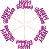 Gyufise 24Pcs Happy Birthday Cupcake Toppers Glitter Birthday Cupcake Food Picks for Celebrating Purple Theme Party Cake Decorations Supplies Purple view 3