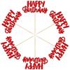 Gyufise 24pcs Happy Birthday Cupcake Toppers - Glitter Cupcake Food Picks for Celebrating Theme Party Cake Decorations - Red view 3
