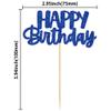 Gyufise 24Pcs Happy Birthday Cupcake Toppers Glitter Cupcake Food Picks for Celebrating Happy Birthday Theme Party Cake Decorations Supplies Deep Blue view 2