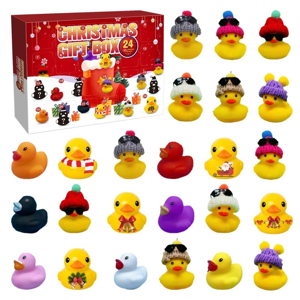 Christmas Advent Calendar 2022, 24Pcs Christmas Cute Rubber Ducky Bath Toy, Surprise Collectible Figures Toys for Kids, Creative, Perfect for Decoration, Party Favors, Birthday