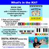The HAPPY PIANO KIT-Preschoolers Book & Color Keyboard Stickers w/QR Codes. in preschools Across USA! Kids Toddlers 3-5. Easy! Beginner Music, Baby Shark Lesson Video (Digital). 50K Kids Since 2006! view 2