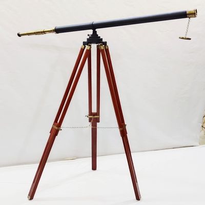 Navirock Nautical Vintage Decorative Wooden Tripod Telescope Brass Finish Nautical Gift Ideas Telescope Full Handmade Perfect for Home