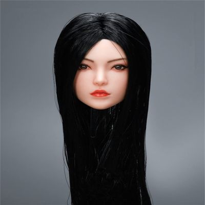 1/6 Scale Female Head Sculpt, Asian Young Girl Planted Hair Head Carved for 12inch PH TBL JO Female Body Collection (F)