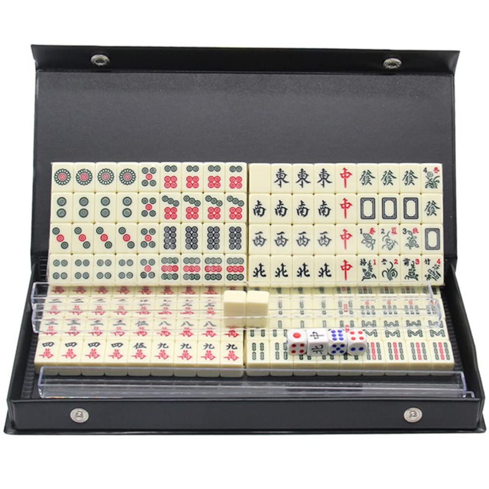 BESPORTBLE 1 Set Mini Mahjong Set Travel Mahjong with Majiang Table Travel Game Supplies for Western -Jongg Play with Carrying Case