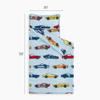 Wake In Cloud - Toddler Nap Mat with Pillow and Blanket, for Kids Boys Ages 3 Plus in Kindergarten Daycare Preschool, Roll Up Sleeping Bag, Race Cars Vehicles, Light Blue, Standard view 2