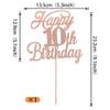 Rsstarxi 1 Pack Happy 10th Birthday Cake Topper Glitter 10 & Fabulous Cheers to 10 Years Old Birthday Cake Pick for Celebrating 10th Birthday Anniversary Party Cake Decorations Supplies Rose Gold view 3