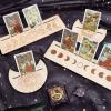 GORGECRAFT 4 Pieces Wooden Tarot Card Stand Holder Moon Phase Tarot Card Altar Stand Sun Flower Pattern Rectangle Moon Shape Tarot Card Display Holder for Witch Divination Tools Ceremonial Supplies view 4