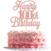 Rsstarxi 1 Pack Happy 100th Birthday Cake Topper Glitter 100 & Fabulous Cheers to 100 Years Old Cake Pick for 100th Birthday Anniversary Party Cake Decorations Supplies Rose Gold view 1