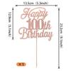 Rsstarxi 1 Pack Happy 100th Birthday Cake Topper Glitter 100 & Fabulous Cheers to 100 Years Old Cake Pick for 100th Birthday Anniversary Party Cake Decorations Supplies Rose Gold view 3