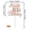 Rsstarxi 1 Pack Happy 40th Birthday Cake Topper Glitter 40 & Fabulous Cheers to 40 Years Old 40th Birthday Cake Pick for Celebrating 40th Birthday Anniversary Party Cake Decorations Supplies Rose Gold view 3