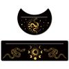 GORGECRAFT 2 Pieces Wooden Tarot Card Stand Black Tarot Card Holder 5" Moon Shape and 10" Rectangle Wood Tarot Cards Altar Stand Display Holder Witch Divination Ceremonial Tools, Moon Phase and Snake view 1