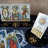 GORGECRAFT 2 Pieces Wooden Tarot Card Stand Black Tarot Card Holder 5" Moon Shape and 10" Rectangle Wood Tarot Cards Altar Stand Display Holder Witch Divination Ceremonial Tools, Moon Phase and Snake view 3