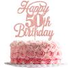Rsstarxi 1 Pack Happy 50th Birthday Cake Topper Glitter 50 & Fabulous Cheers to 50 Years Old 50th Birthday Cake Pick for Celebrating 50th Birthday Anniversary Party Cake Decorations Supplies Rose Gold view 1