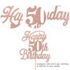 Rsstarxi 1 Pack Happy 50th Birthday Cake Topper Glitter 50 & Fabulous Cheers to 50 Years Old 50th Birthday Cake Pick for Celebrating 50th Birthday Anniversary Party Cake Decorations Supplies Rose Gold view 2