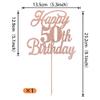 Rsstarxi 1 Pack Happy 50th Birthday Cake Topper Glitter 50 & Fabulous Cheers to 50 Years Old 50th Birthday Cake Pick for Celebrating 50th Birthday Anniversary Party Cake Decorations Supplies Rose Gold view 3