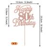 Rsstarxi 1 Pack Happy 80th Birthday Cake Topper Glitter 80 & Fabulous Cheers to 80 Years Old Birthday Cake Pick for Celebrating 80th Birthday Anniversary Party Cake Decorations Supplies Rose Gold view 3