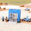 HANQIANN Police Station Playset Toy,Building City Police Scenes Train Set Compatible with All Wooden Train Tracks,Educational Train Accessory Toys for Boys and Kids (Assembly Required) view 2