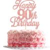 Rsstarxi 1 Pack Happy 90th Birthday Cake Topper Glitter 90 & Fabulous Cheers to 90 Years Old Birthday Cake Pick for Celebrating 90th Birthday Anniversary Party Cake Decorations Supplies Rose Gold view 1