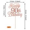 Rsstarxi 1 Pack Happy 90th Birthday Cake Topper Glitter 90 & Fabulous Cheers to 90 Years Old Birthday Cake Pick for Celebrating 90th Birthday Anniversary Party Cake Decorations Supplies Rose Gold view 3