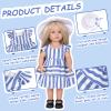 Rakki Dolli Doll Clothes and Accessories 3 Pc. Set Includes 1PC Blue and White Stripes Skirt, 1PC Hat, 1PC White Underwear, Fashionable Skirt Dress Set for Baby Dolls (Without Doll & Shoes) view 2