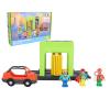 HANQIANN Car Wash Station Playset Toy for Wooden Train Track,Creative City Washer Scenes Pretend Play Toy Vehicles Train Accessory Preschool Learning Educational Toys for Toddlers Kids view 2