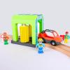 HANQIANN Car Wash Station Playset Toy for Wooden Train Track,Creative City Washer Scenes Pretend Play Toy Vehicles Train Accessory Preschool Learning Educational Toys for Toddlers Kids view 3
