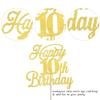 Rsstarxi 1 Pack Happy 10th Birthday Cake Topper Glitter 10 & Fabulous Cheers to 10 Years Old Birthday Cake Pick for Celebrating 10th Birthday Anniversary Party Cake Decorations Supplies Gold view 2