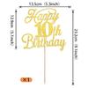 Rsstarxi 1 Pack Happy 10th Birthday Cake Topper Glitter 10 & Fabulous Cheers to 10 Years Old Birthday Cake Pick for Celebrating 10th Birthday Anniversary Party Cake Decorations Supplies Gold view 3