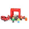 HANQIANN Fire Station Playset Toy,Building City Fire Service Train Set Compatible with All Wooden Train Tracks,Educational Train Accessory Toys for Boys and Kids (Assembly Required) view 1