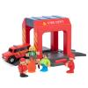 HANQIANN Fire Station Playset Toy,Building City Fire Service Train Set Compatible with All Wooden Train Tracks,Educational Train Accessory Toys for Boys and Kids (Assembly Required) view 2