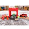 HANQIANN Fire Station Playset Toy,Building City Fire Service Train Set Compatible with All Wooden Train Tracks,Educational Train Accessory Toys for Boys and Kids (Assembly Required) view 3