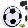 Sratte Soccer Piata with Stick Blindfold and Confetti,Soccer Ball Piata for Kids Birthday Decoration Sport Themed Party Supplies,11.8 x 11.8 x 3 Inch view 1