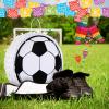 Sratte Soccer Piata with Stick Blindfold and Confetti,Soccer Ball Piata for Kids Birthday Decoration Sport Themed Party Supplies,11.8 x 11.8 x 3 Inch view 3