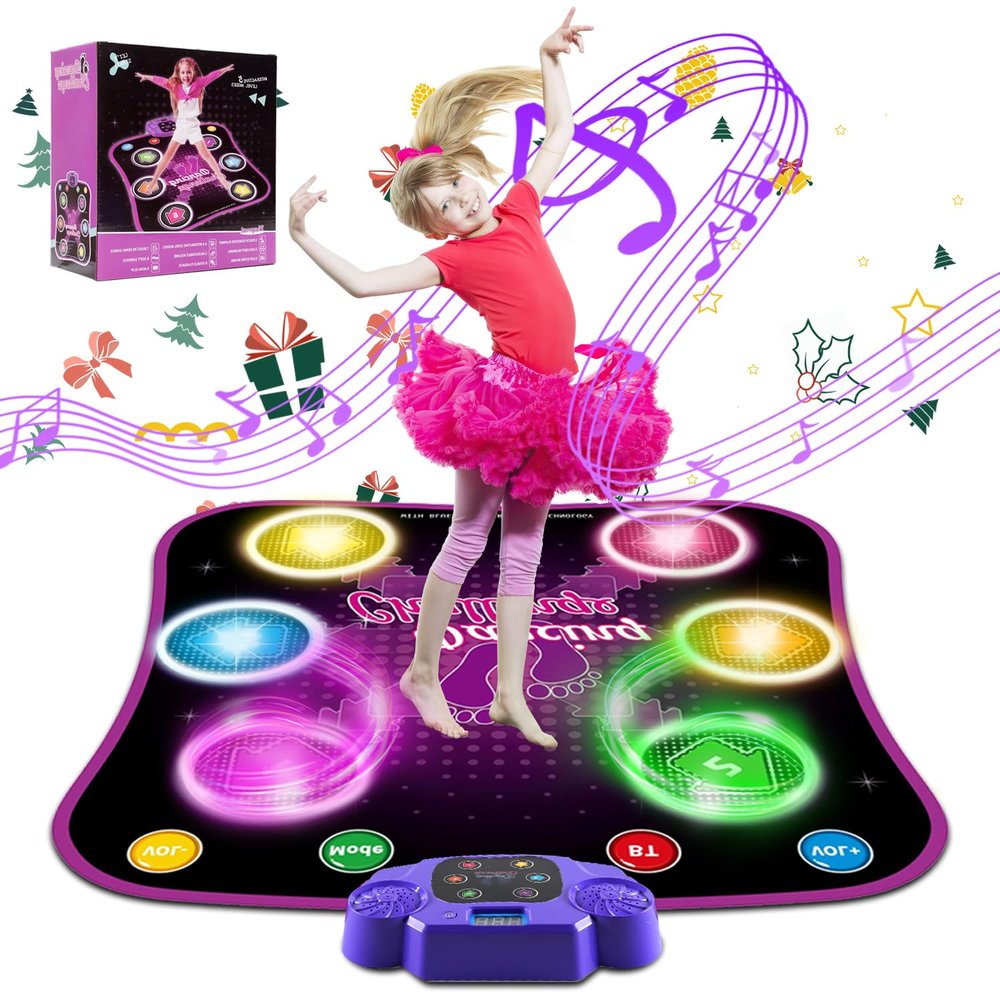 Fuairmee Dance Mats for Kids Ages 4-8, Dance Mat with Bluetooth, Built-in Music, 3 Languages Melodies, 5 Modes, Electronic Dance Mats for Kids with Anti-Slip Mat, Dance Mats Birthday