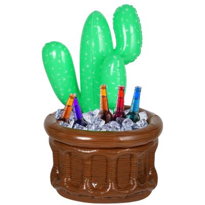 Bencailor Inflatable Cactus Cooler 27.6 x 18 Cactus Ice Bucket Drink Cooler Summer Pool Fiesta Party Decorations Hawaiian Party Supplies for Outdoor Pool Mexican Drink Beverage(1 Piece)