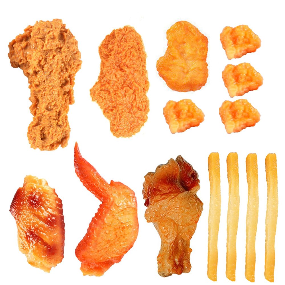 Kids Kitchen Play Food Set,Fake Fried Chicken Legs,Simulated Chicken Wings,Children Kitchen Toy Decoration,Restaurant Window Display Props,Fake Fried Chicken Food Model Set