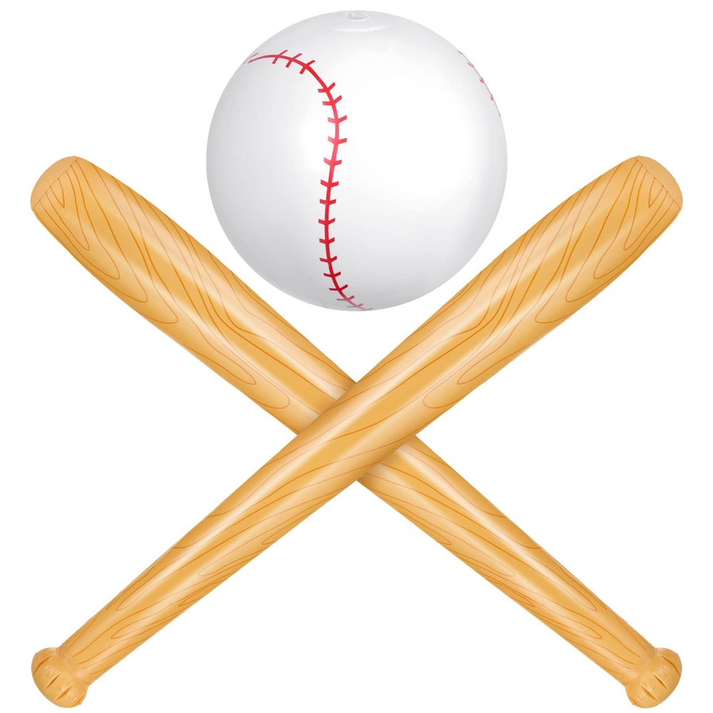 Lewtemi 3 Pcs Set of Inflatable Baseball Bat Beach Ball Including 2 Inflatable Baseball Bat and Beach Pool Ball, Halloween Party Favors for Pool(Brown Color)