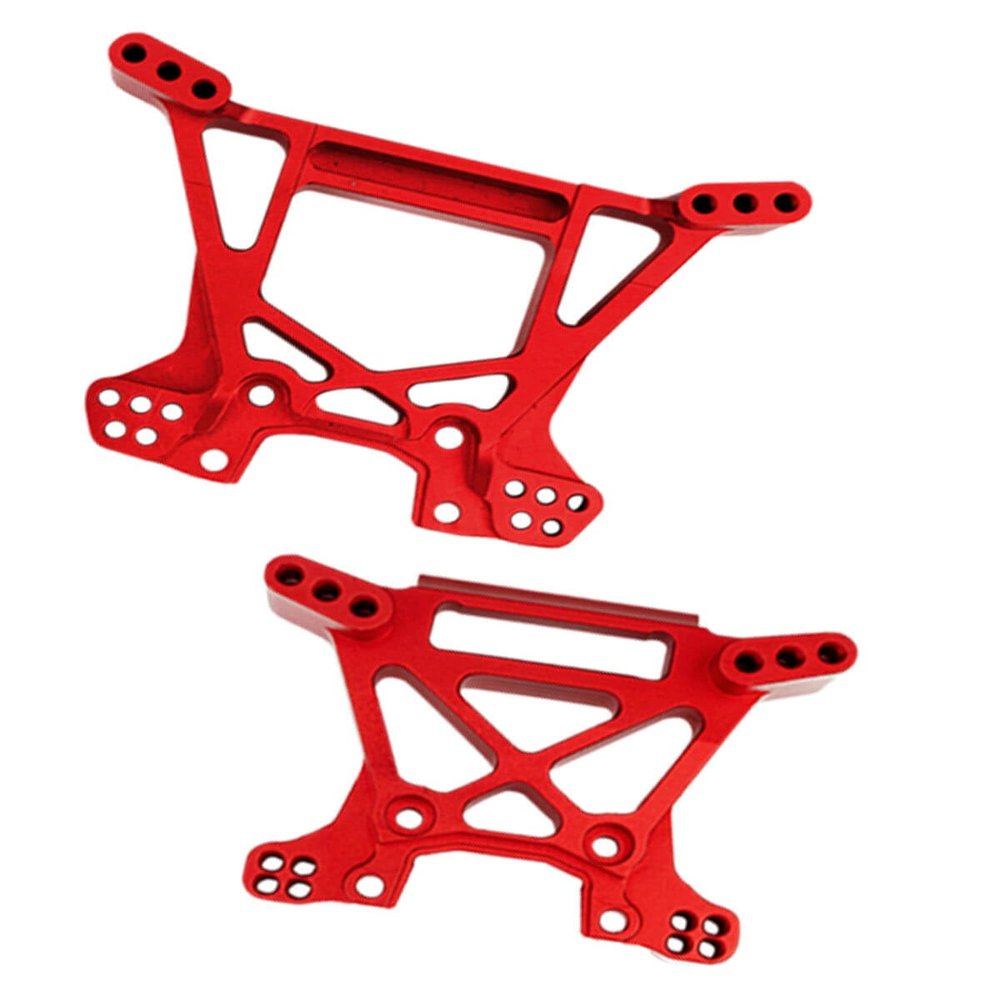 RCMYou Alloy Front Rear Shock Tower Shock Mounts Upgrades Part for Rustler 4x4 VXL/Rustler 4x4 4WD RC Hops Up,Replaces 6738 6739,Red