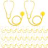Hanaive 30 Pack Kids Stethoscope Toy Disposable Stethoscope Bulk Real Working Nursing Doctor Pretend Game Nurse Costume Accessories for Kids School Career Day Grad Party(Yellow) view 1