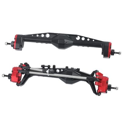 RZXYLRC CNC Aluminum Alloy Front Rear Portal Axle for 1/10 RC Crawler Car Axial Capra 1.9 UTB, Completes Axle Set Upgrades (Red&Black)