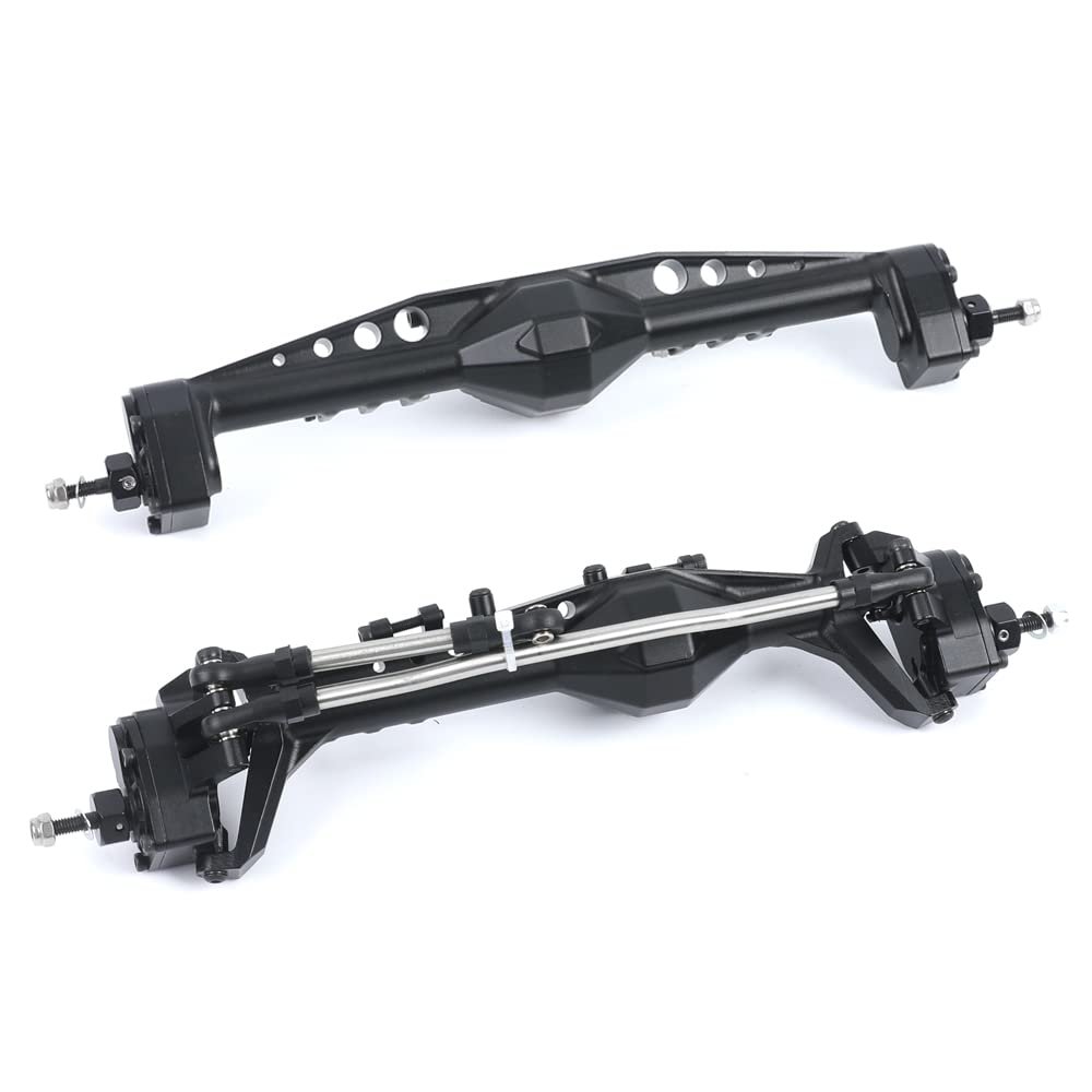 RZXYLRC CNC Aluminum Alloy Front Rear Portal Axle for 1/10 RC Crawler Car Axial Capra 1.9 UTB, Completes Axle Set Upgrades (Black)