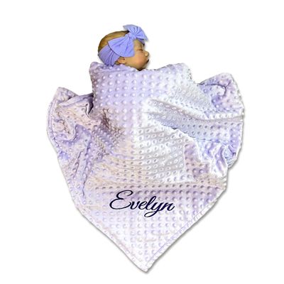 AleMir Fashion Embroidered Blanket Baby Beautiful Monogrammed Large Personalized for Boys and Girls Soft Polyester with Custom Name 28 x 34-inch Purple