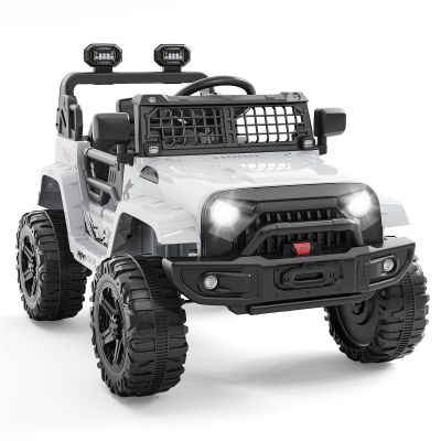 Hetoy Electric Car for Kids, 12V Electric Vehicles with Remote Control, Spring Suspension, LED Lights, Bluetooth, 3 Speeds, Ride on Toddler Truck Car