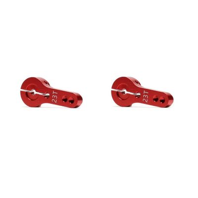 KingVal Replacement 2PCS CNC Aluminum Alloy 23T RC Servo Arm Horn Compatible with JR/KO/SANWA RC Servo (Red)
