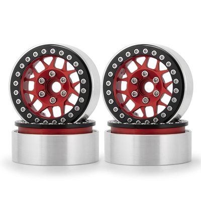 1.9inch Beadlock Wheel Rims Hub for Axial SCX10 D90 Traxxas TRX4 1/10 RC Crawler Car Upgrade Parts (Color : Red 4PCS)