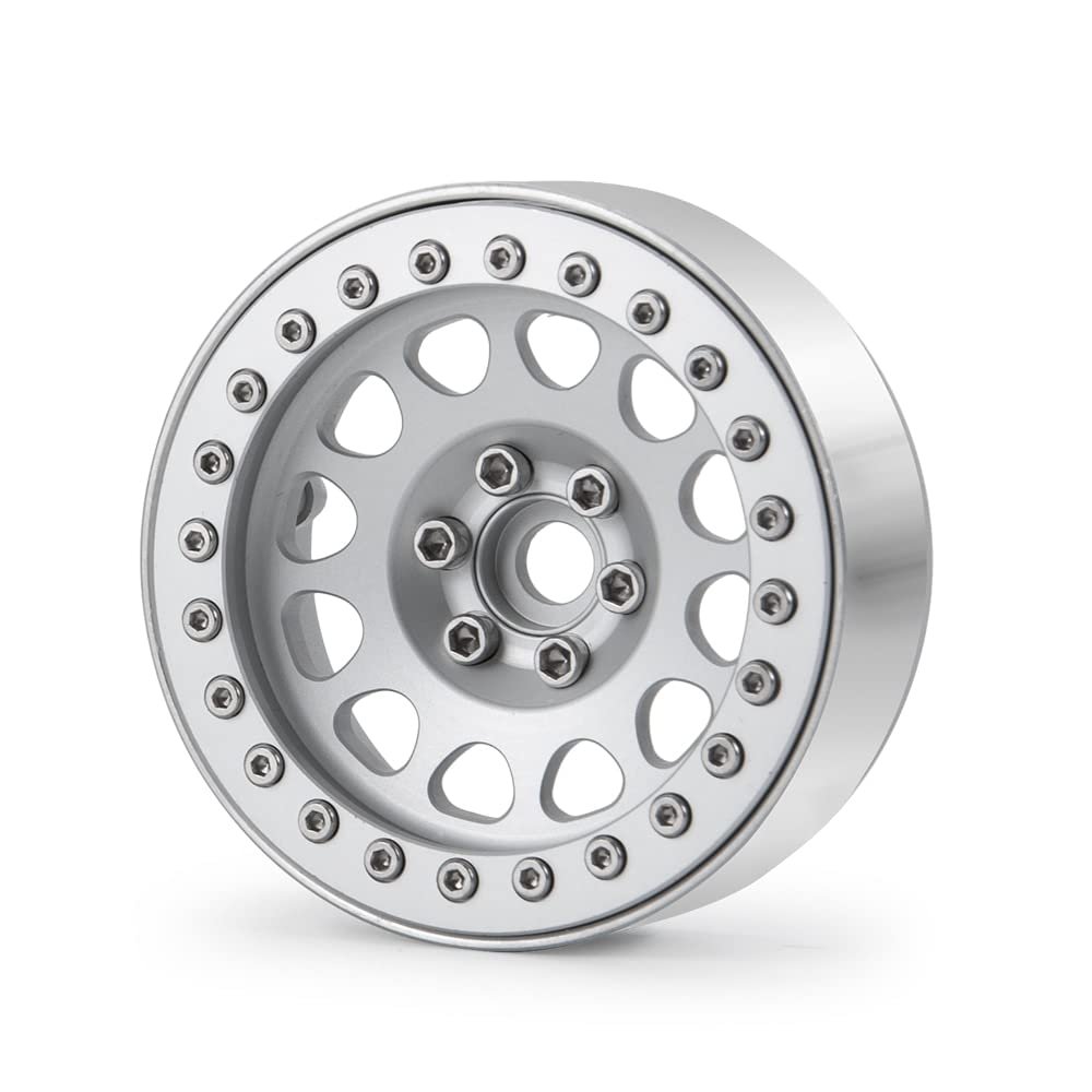 2.2" Beadlock Wheel Rim Hub for Axial SCX10 D90 Wraith Traxxas TRX4 1/10 RC Crawler Car Wheels Tires Upgrade Accessories (Color : Silver 1PCS)