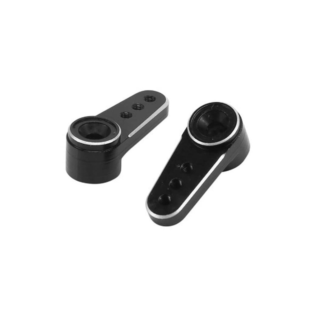 KingVal Replacement 2PCS CNC Metal 15T RC Servo Arm Horn Compatible with Emax ES08MA II Axial SCX24 1/24 RC Crawler Car (Black)